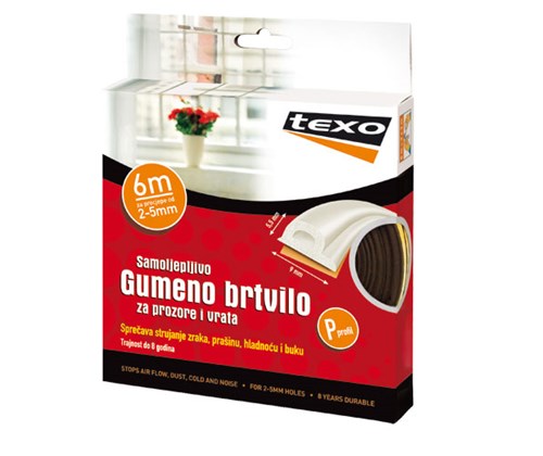 TEXO Gumeno brtvilo P-profil 6 m - smeđe